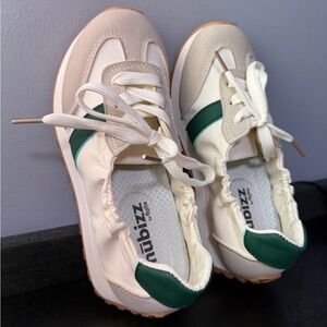 Brand New - Stylish Cream and Green Sneakers